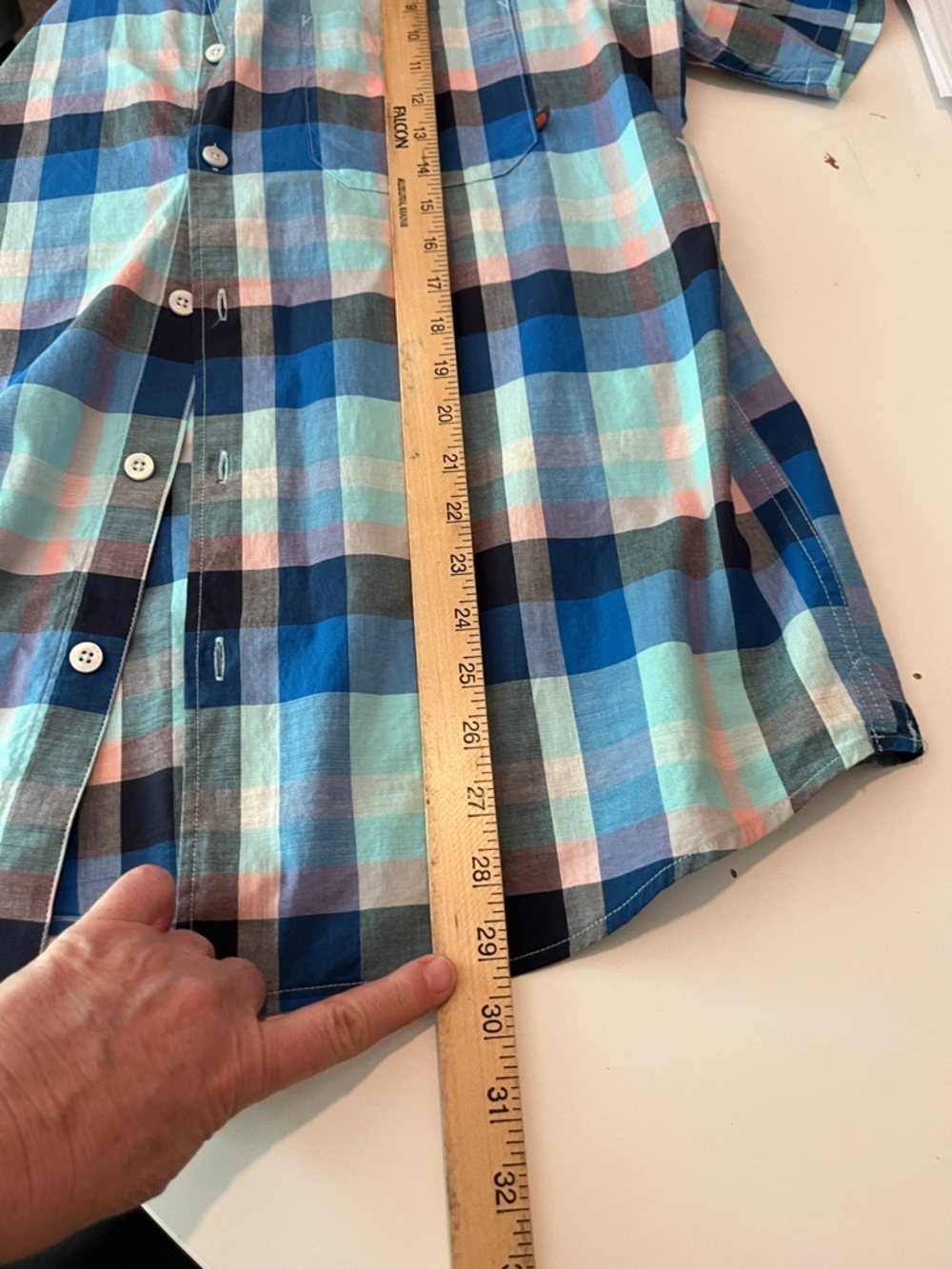 Mountain Hardwear Men’s Medium Blue Plaid Short Sleeve Button Down Cotton Shirt - Picture 10 of 10
